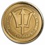 2021 Barbados 1/5 oz Gold Trident BU (0.200 AGW)